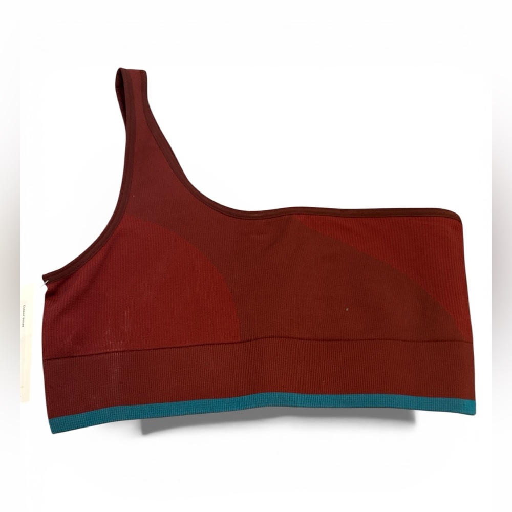 NEW NWT Outdoor Voices Asymmetrical one shoulder Burgundy and Teal Sports Bra S